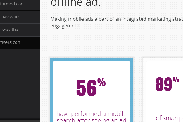 Click on '56%have performed a mobile search after seeing ...'